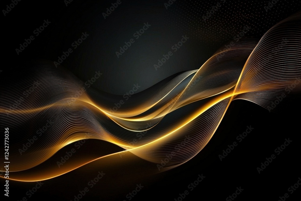 Poster vector illustration showcasing dynamic golden wave patterns.