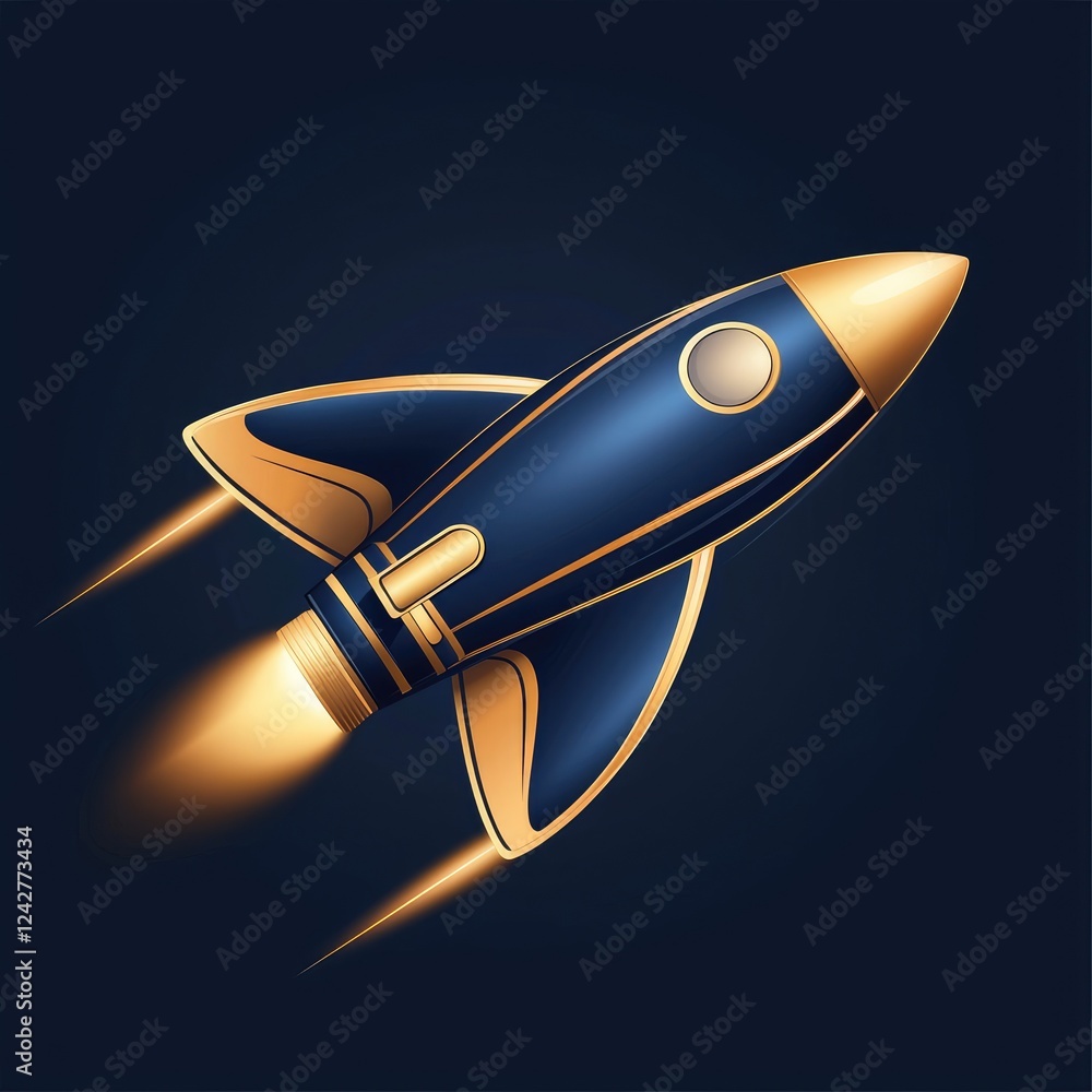 Poster rocket launching into space futuristic setting digital artwork dark background dynamic viewpoint exp
