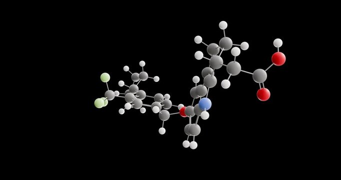 Etrasimod molecule, rotating 3D model of velsipity, looped video on a black background