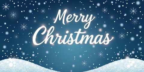 Snowy Christmas background with winter landscape, snowflakes, and light stars for Merry Christmas card design, snowy, vector illustration, Xmas