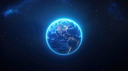 Obraz premium Global overview of earth space digital art cosmic environment aerial view planetary concept