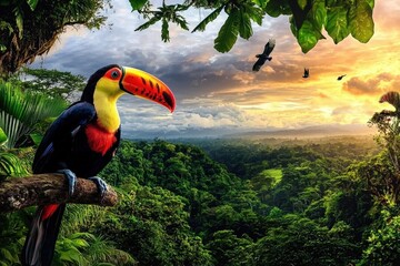 Obraz premium Stunning toucan showcasing the biodiversity of Central America. 
