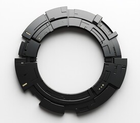 Naklejka premium Abstract Circular Tech Design: Futuristic Black Ring