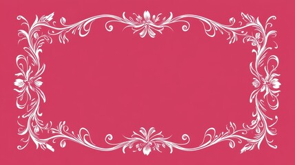 Graphic outline of a minimal rectangle with subtle ornate small corners in white on a hot pink background, creating a modern, bold, and artistic design element.