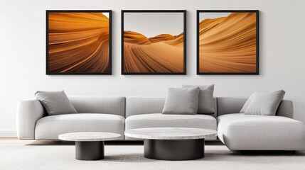 Modern Living Room with Abstract Artwork and Comfortable Sofa
