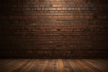 High quality photo of a brown textured brick wallpaper and background with ample copy space Generative AI