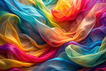 Obraz premium Abstract Colorful Waves: Translucent Fabric Texture Background - Stock Photo