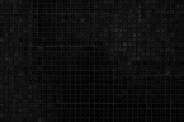 Dark black ceramic wall chequered and floor tiles mosaic background in bathroom. Design pattern geometric with grid wallpaper texture decoration pool. Simple seamless abstract surface grunge.