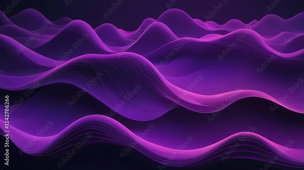 Poster abstract waves shape glowing in ultraviolet spectrum. background for banner, backdrop or texture for