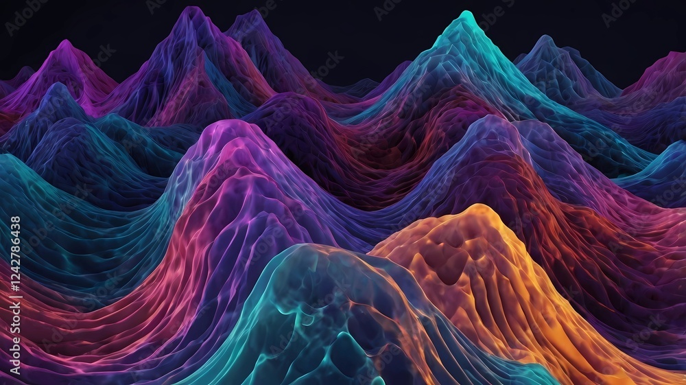 Poster abstract waves shape glowing in ultraviolet spectrum. background for banner, backdrop or texture for
