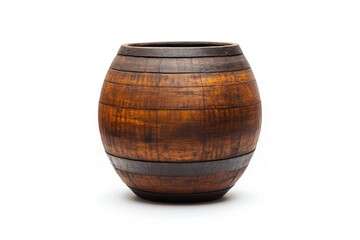 Wooden barrel, rustic, storage, isolated, white background, home decor
