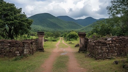 Ancient Pathway to Serene Mountains