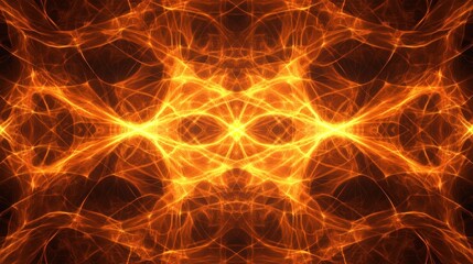 Abstract Orange Fiery Energy Web Pattern Design