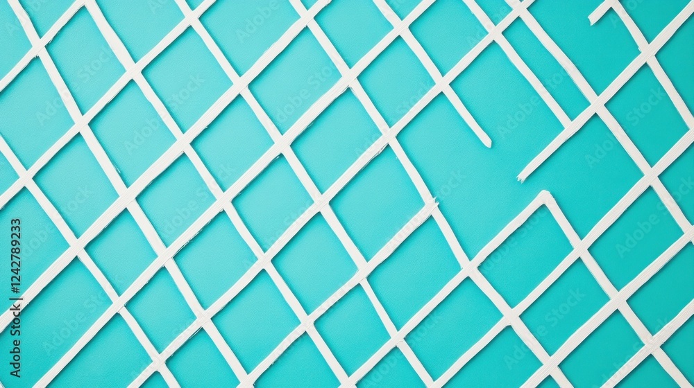 Poster White grid pattern on a turquoise background