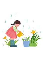 girl watering flowers