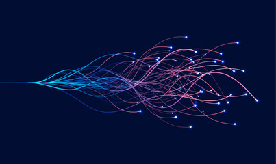 Ai technology. Concept of artificial intelligence. Blue and dots lines. Digital, communication, science, networks