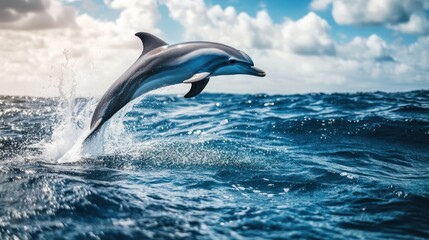 Fototapeta premium Dolphin Leaping Gracefully Through Ocean Waves