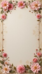 A frame of colorful spring flower with copy space for text, featuring floral design elements like flowers, leaves, perfect for a spring, valentine