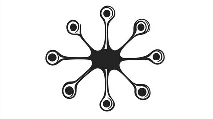 Abstract Black and White Neuron: An abstract illustration depicts a black neuron with multiple connections, resembling a stylized network or a neural pathway, rendered in black and white.