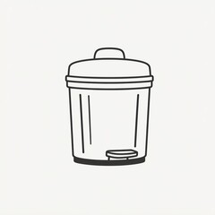 A trash can in black and white illustration.
