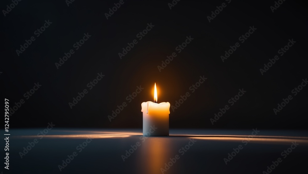 Poster candle flickering softly in a dark room creating a serene and calming atmosphere during the late eve