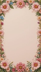 Obraz premium A frame of spring flower with copy space for text, featuring floral design elements like flowers, leaves, and a vintage texture, perfect for a spring, valentine greeting card