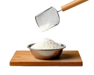 Sifting Flour for Baking Isolated Transparent Background Kitchen Close-up Shot Culinary Concept