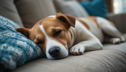 Cozy Dog Resting on a Comfortable Couch