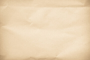 Old paper vintage texture surface for background. Recycle pale brown paper crumpled texture, Cream color recycled kraft paper texture blank with copy space for text.