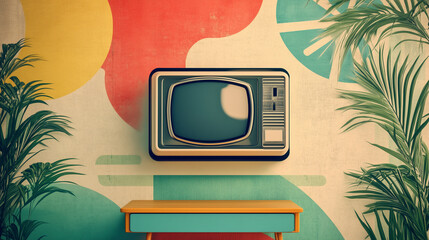 Retro Vibes Nostalgic vintage-inspired background with retro tv