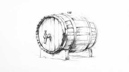 barrel drink vintage object one line art design vector, continuous single drawn line art doodle wooden oak beer barrel, alcohol beverage wooden barrel faucet  line art, Old cask one line continuous.