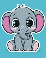 Naklejka premium Adorable Baby Elephant: A Cute and Playful Illustration of a Gentle Giant