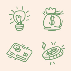 Finance Doodle Hand Drawn. vector illustration