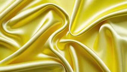 Fototapeta premium Golden satin background. Yellow Silk Fabric with Elegant Folds.