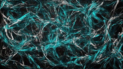 Abstract teal and silver swirling lines artwork