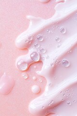 A serene blend of coral and lavender creates a soft pastel gradient. Scattered glitter droplets resemble dew, adding a whimsical and delicate feel to the overall design