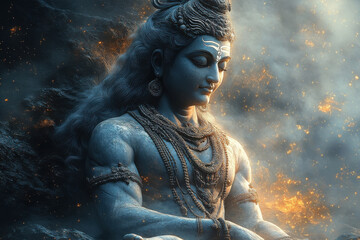 Lord shiva in meditating face