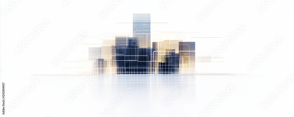 Poster 5g networks concepts. abstract city skyline with blurred geometric shapes and soft colors.