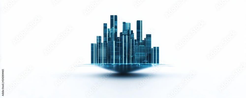 Poster 5g networks concepts. futuristic city skyline with digital elements on a light background