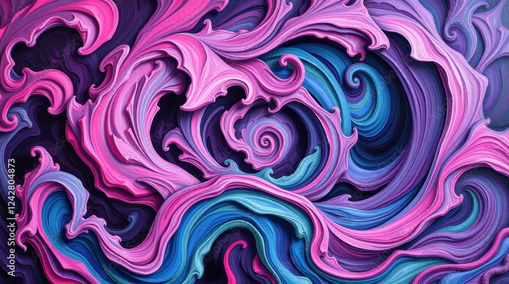 Poster swirls of vibrant colors dance in a mesmerizing pattern, evoking a sense of fluidity and creativity 
