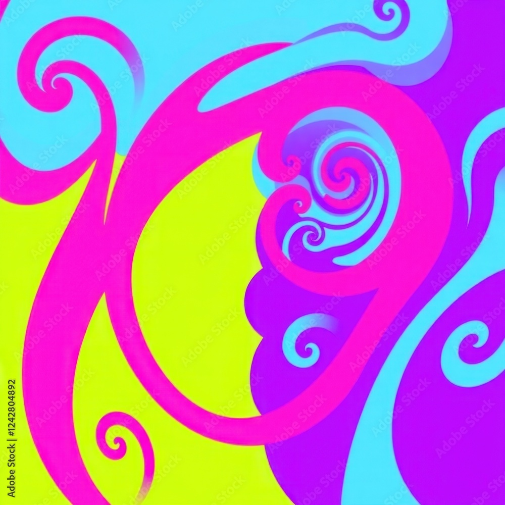 Poster swirls of vibrant colors and dynamic patterns create a mesmerizing abstract composition in playful h
