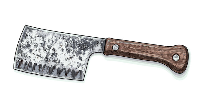 Butcher knife Kitchen cleaver knife for meat Vector illustration in flat style isolated on a white background