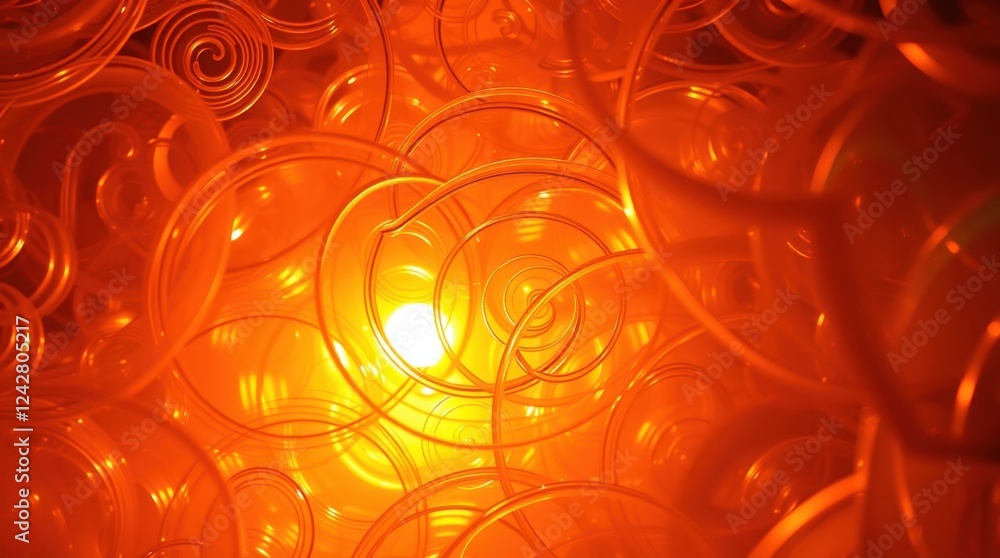 Poster swirling patterns of vibrant orange light create a mesmerizing abstract design in a dynamic organic 