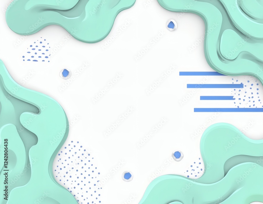 Poster ai image modern abstract background with layered turquoise shapes, blue lines, and dotted patterns f