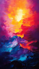 Fototapeta premium Abstract oil painting. Colorful gradient background. Oil painting style.