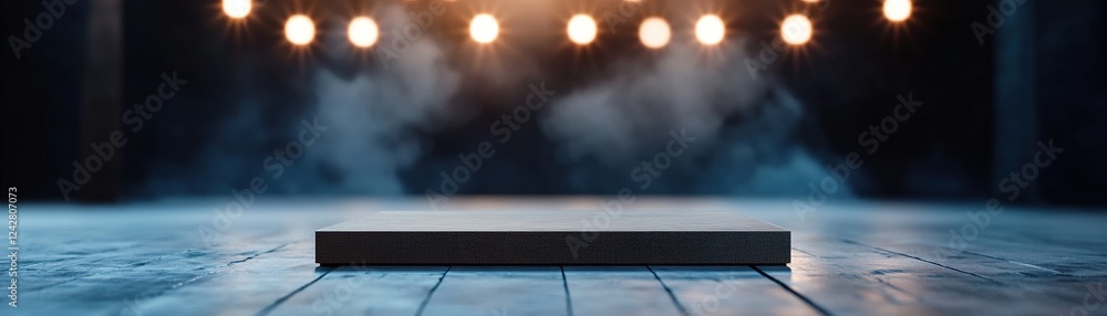 Poster A softly focused view captures an empty stage, illuminated by faint lights. The dimmed house lights create a serene environment, setting the scene for an anticipated performance