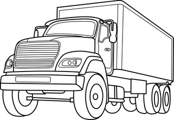 Cargo truck cartoon coloring book page