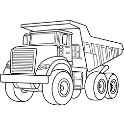 Dump truck cartoon coloring book page