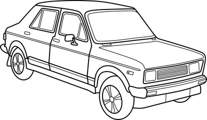 Yugo car cartoon coloring book page