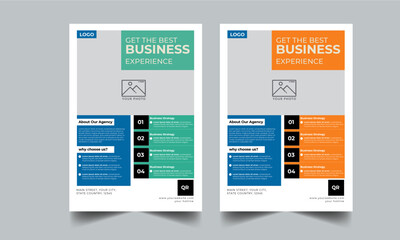Corporate flyer design template with 2 color design concept layout